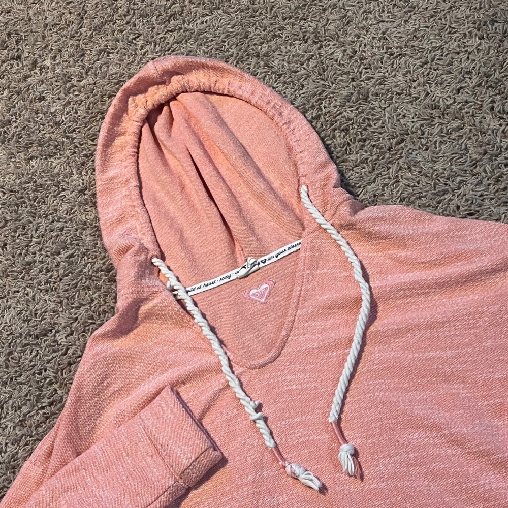 Roxy Womens Coral Pink Space Dye Lightweight V-Neck Hoodie Pullover XS